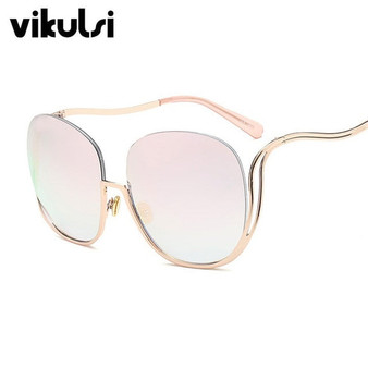 Rimless Gradient Women Luxury Brand Designer Oversized Round Sunglasses