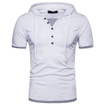 Hip Hop Short Sleeve Hooded Slim Fit Men's T-Shirt