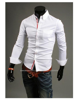 Men's slim fit long sleeve dress shirts size M-3XL
