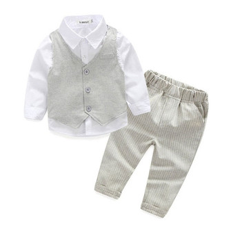 Formal Clothing Sets For Newborn Baby Boy Party and Wedding Infant Boys Clothes Set Cotton Child Boys Suit Vest+Shirt+Pant 2017
