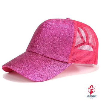 Glitter Ponytail Baseball Cap Women Snapback Dad Hat Mesh Trucker Caps Messy Bun Summer Hat Female Adjustable Hip Hop Hats