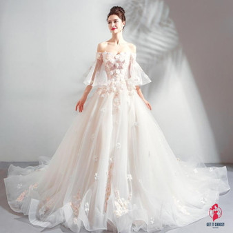 Luxury Wedding Dress The Bride Sweetheart Lace Appliques A-line Beading Sweep Train Wedding Gown Wedding Dress