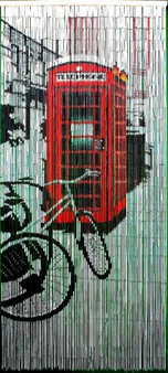 Retro Red Phone Booth Curtain