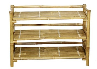 Bamboo folding shoe rack 19"h x 26.5" w x 12" d