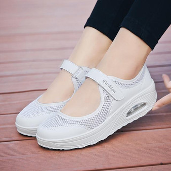 Flat Platform Casual Mesh Breathable Slip On Fabric Sneakers