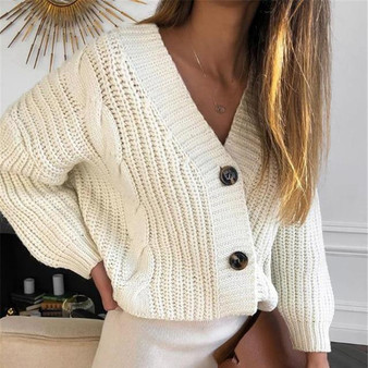 Knit Sweater Casual Long Sleeve Button Cardigan