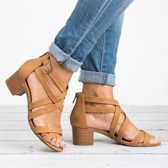 Sandals High-heel Cross-Strap Fashion Casual Shoes