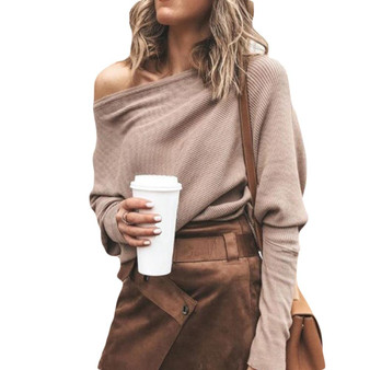 Sexy Solid Color Off Shoulder Long Sleeve Sweater