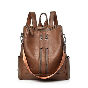 PU Leather Women Casual Capacity Multifunction Backpack