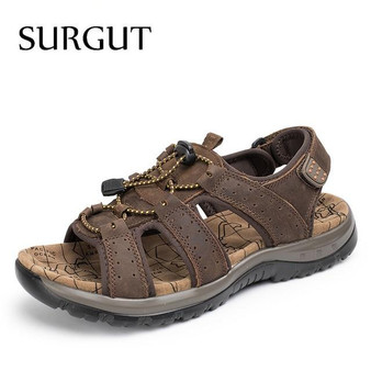 Fashion Summer Leisure Beach Men Shoes Leather Sandals