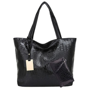 PU leather crocodile pattern ladies handbag