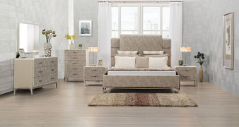 Acme 27197EK Kordal Beige Leather Finish 4 Piece Eastern King Bedroom Set