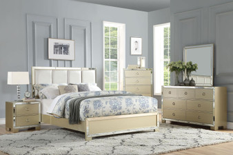 Acme 27130Q Voeville II Champagne Wood Finish 4 Piece Queen Bedroom Set