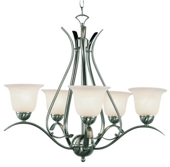 Ribbon Branched 5 Light Chandelier In Nickel