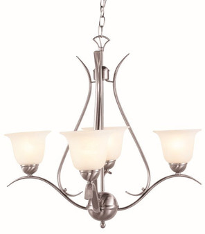 Ribbon Branched 4 Light Chandelier In Nickel