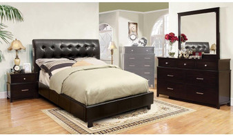 Hendrik Collection CM7057CKBDMN 4-Piece Bedroom Set with California King Bed, Dresser, Mirror, and Nightstand in Espresso Color