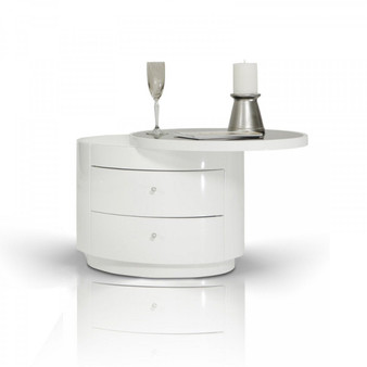 Modrest Symphony - Modern White Round Nightstand