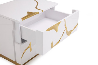 Modrest Aspen Modern White & Gold Nightstand