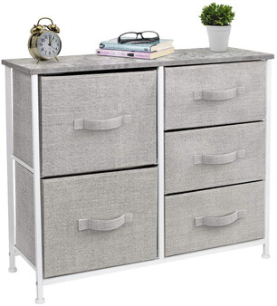 Sorbus Dresser with 5 Drawers - Furniture Storage Tower Unit for Bedroom, Hallway, Closet, Office Organization - Steel Frame, Wood Top, Easy Pull Fabric Bins (Gray)