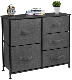 Sorbus Dresser with 5 Drawers - Furniture Storage Tower Unit for Bedroom, Hallway, Closet, Office Organization - Steel Frame, Wood Top, Easy Pull Fabric Bins (Black/Charcoal)