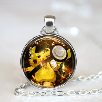 Pokemon Necklace - Pikachu in Pokeball