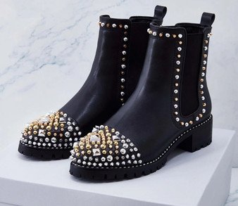 Rivet Boots Genuine Leather Ankle Boots
