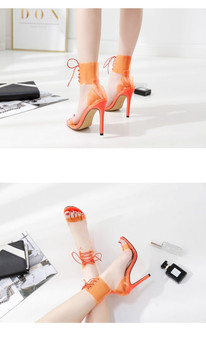 Jelly Lace-Up Sandals Open Toed High Heels