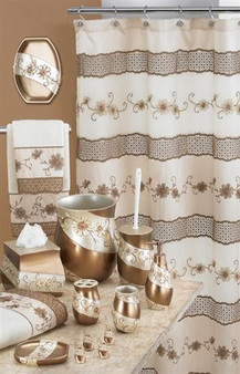 Veronica Beige Shower Curtain - Shower Curtain