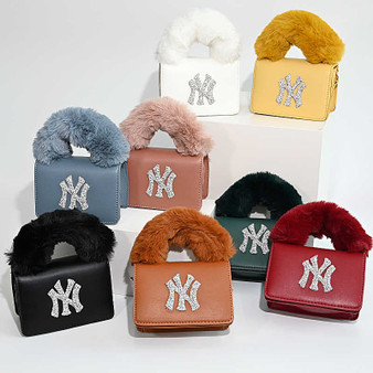 Luxury Ny letter chain fuzzy handbag