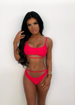 “Supreme” cutout 2 piece swimsuit bikini set