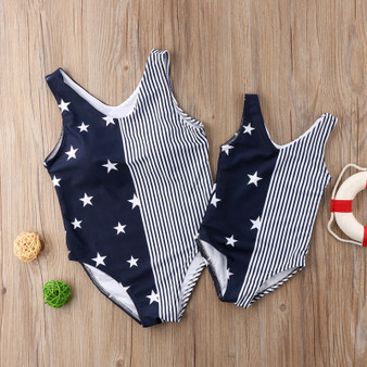 Stars stripes mommy and me baby daughter matching swimsuit