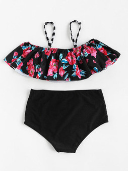 Ruffle off the shoulder floral 2 piece bikini