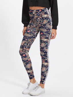 Paisley side stripe fashion leggings