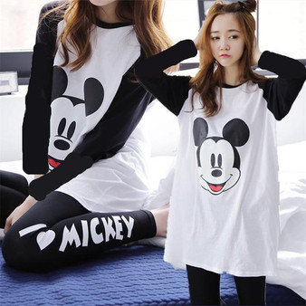 Pyjama Womens Gift Thin Pajamas Sets Long Sleeve 2pcs Sleepwear Lovely Pyjamas Cartoon Nightwear Pajamas Tops + Pants Trousers