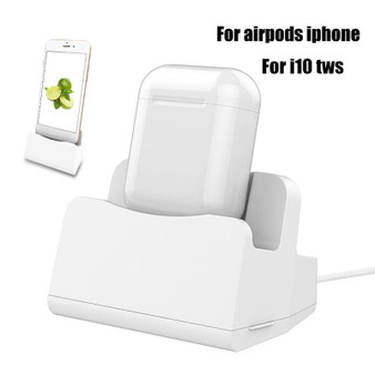 2 in 1 i7 i10 i12 TWS Charging Case Dock Desktop Table Holder Stand Station Charger for Apple Airpods i7 i10 TWS iPhone x 8 7 6