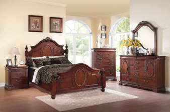 Acme Estrella Dark Cherry Queen Poster Bedroom Set