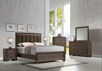 Acme Cyrille Walnut Finish Queen Panel Bedroom Set