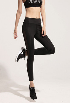 mesh splice fitness slim black legging sportswear