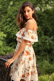 Summer boho print ruffle short dress