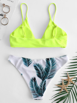 Leaf Print Bikini Set Padded Bikinis set