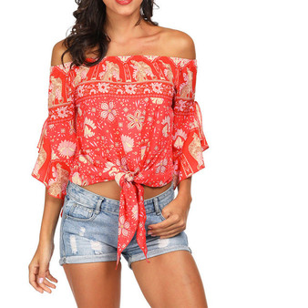 Off Shoulder Trumpet Sleeves Summer Top