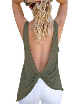 Sexy Sleeveless Backless Knotted Top