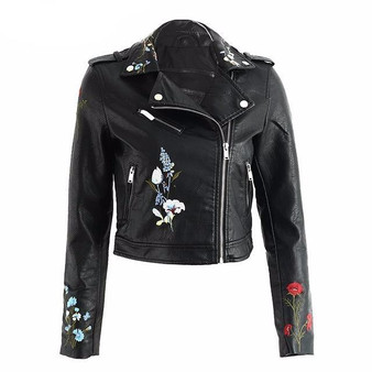 Faux-Leather Embroidery Jacket - 5 Colors