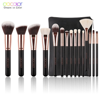 Docolor 11/15pcs Makeup Brushes Powder Foundation Eyeshadow Make Up Brushes Set Cosmetic Brushes Soft Synthetic Hair