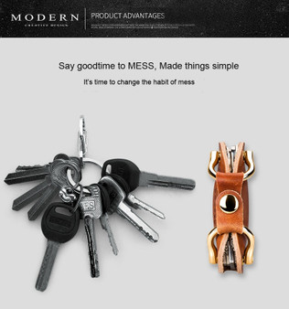 Genuine Leather Smart Key Wallet DIY Keychain EDC Pocket Car Key Holder Key Organizer Holder