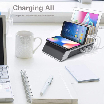 Fast Wireless Charger & Dock Station Desk Phone Organizer With Multi-USB Port 3.0 Quick Charge <img src="https://i.ibb.co/qYrbbBz/PRODUCT-REVIEWS-Charging-Dock.jpg" auto="" width:="" max-width:="" height:=""> <p>