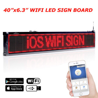Leadleds 40 in Storefront Business Signs Scrolling Message Programmable by Phone, Red