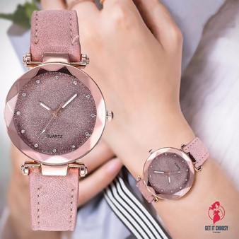 Ladies fashion Korean Rhinestone Rose Gold Quartz Watch Female Belt Watch Women's Watches Fashion Clock Watch Women Watches