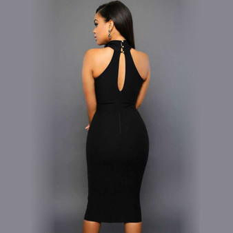 Miss Sophistication-Halter Neck Midi Dress