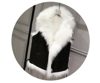 White Faux Fur Vest And Leather Jacket